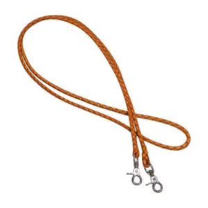 7Ft Tan Roping Reins Rodeo Western Leather Braided Snap