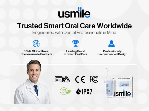 usmile C10 Water Flosser 99.99% Plaque Removal with Guiding Nozzle, 4 Modes Cordless Oral Irrigator, Portable 95-Day Battery Life