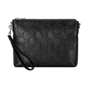 Gucci Embossed Logo Leather Messenger and Handbag in Medium Size for Men in Black