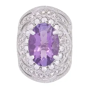 Dallas Prince Designs Chrome Marcasite & Amethy st Band Ring