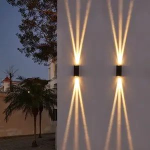 Outdoor Waterproof Wall Sconce Black Aluminum Construction with Dual Up/Down LED Lights Black Wall Sconces Outside Wall Lights Ideal for Patio, Garden and Porch Lighting(Three Beams Up And Down)