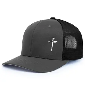 2026 NICHEBEE 3 Nails Cross Hat for Men| Christian Trucker Cap Embroidered on an Authentic Flexfit 110M Meshback