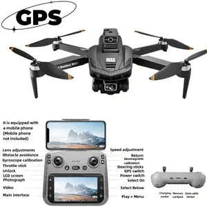 GPS Drone With  Camera, 4.5LCD Display - 3280ft HD Image Transmission, 50x Zoom, Auto Return, Follow, Gesture Control, Altitude Hold, Led Light, Professional Quadcopter For Aerial Photography Control And Video Recording, With Drone+Two Batteries