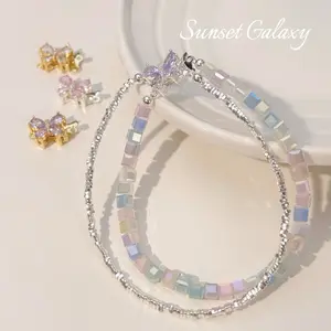 【D007】copper inlaid butterfly buckle double row latch buckle bracelet necklace closing buckle fashion diy accessories handmade