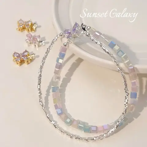 【D006】copper inlaid butterfly buckle double row latch buckle bracelet necklace closing buckle fashion diy accessories handmade