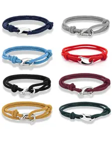 Nautical Anchor Braided Rope Bracelet, Minimalist Vintage Style Adjustable Waterproof Wristband, Unisex Daily Wear Gift