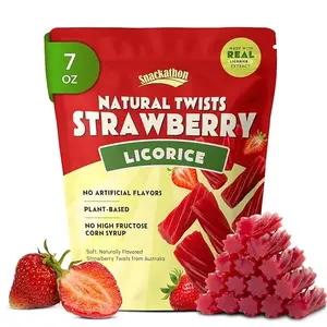Snackathon Australian Licorice Candy, Natural Strawberry Twists, Resealable Bag, Soft & Chewy Classic Gourmet Licorice for Parties, Snacking & Candy Bowls, Made in Australia