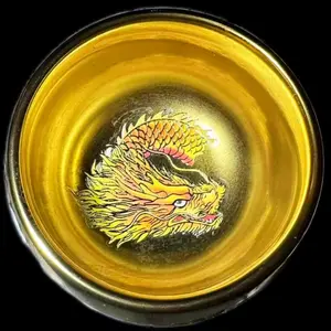 JianZhan-Handmade Chinese Ceramic Tea Cup-Golden soraing dragon