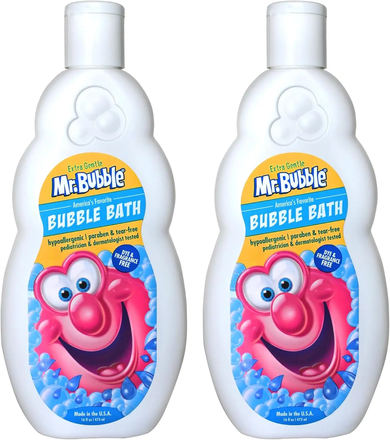 Mr. Bubble Extra Gentle Bubble Bath Hypoallergenic Tear Free Solution for Sensitive Skin Pack of 2 Bottles 16 fl oz Each