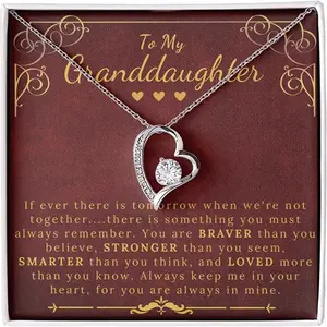 Granddaughter Necklace Gifts From Grandma or Grandpa, To My Granddaughter Graduation Birthday Pendant Jewelry with Message Card and Gift Box, White Forever Love Necklace Christmas Gifts, Jewelry Gifts, Birthday Gifts
