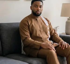 Men’s Classic Brown Senator 2-Piece — Modern African Premium Wear