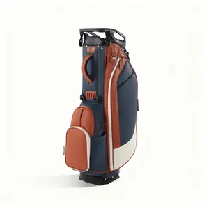 ALVENTTO Leather Golf Stand Bag, Lightweight 5-Way Top with Full-Length Dividers, Magnetic Pocket, Automatically Adjustable Dual Straps, Cart Strap Tunnel