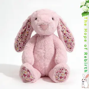 Shy Bunny - Floral Bunny Plush , Cuddly Rabbit Stuffed Animal Adorable gifts For Girls Boys