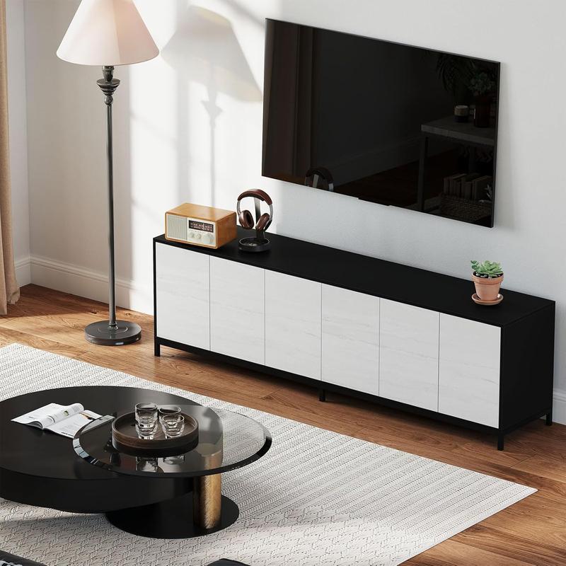 [TikTokShopBlackFriday]CANMOV TV stand for 80" and 85" TVs, modern entertainment center with 6 doors, long console table for living room, bedroom