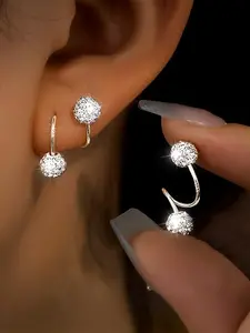Artificial Zircon Decorated Earrings, Stud Earring Jewelry, Fashionable Earrings for Women & Girls, Trendy All-match & Exquisite Jewelry for Birthday Gift