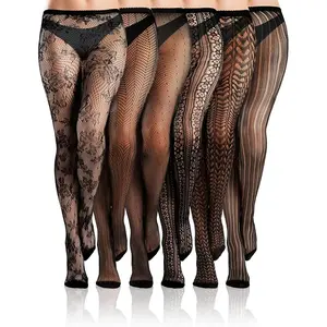 OUTDOOR 6 Pairs Women Fishnet Thigh High Stockings  Tights Striped Patterned Fish net Leggings Pantyhose for Halloween