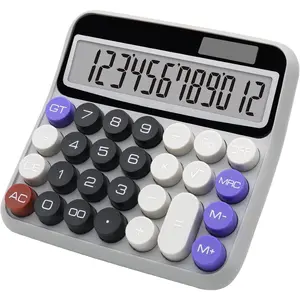 Black Gray Calculator, Big Button Calculator with Large LCD Display, Black Gray Office Desk Accessory for Offices, Schools, Homes and Businesses