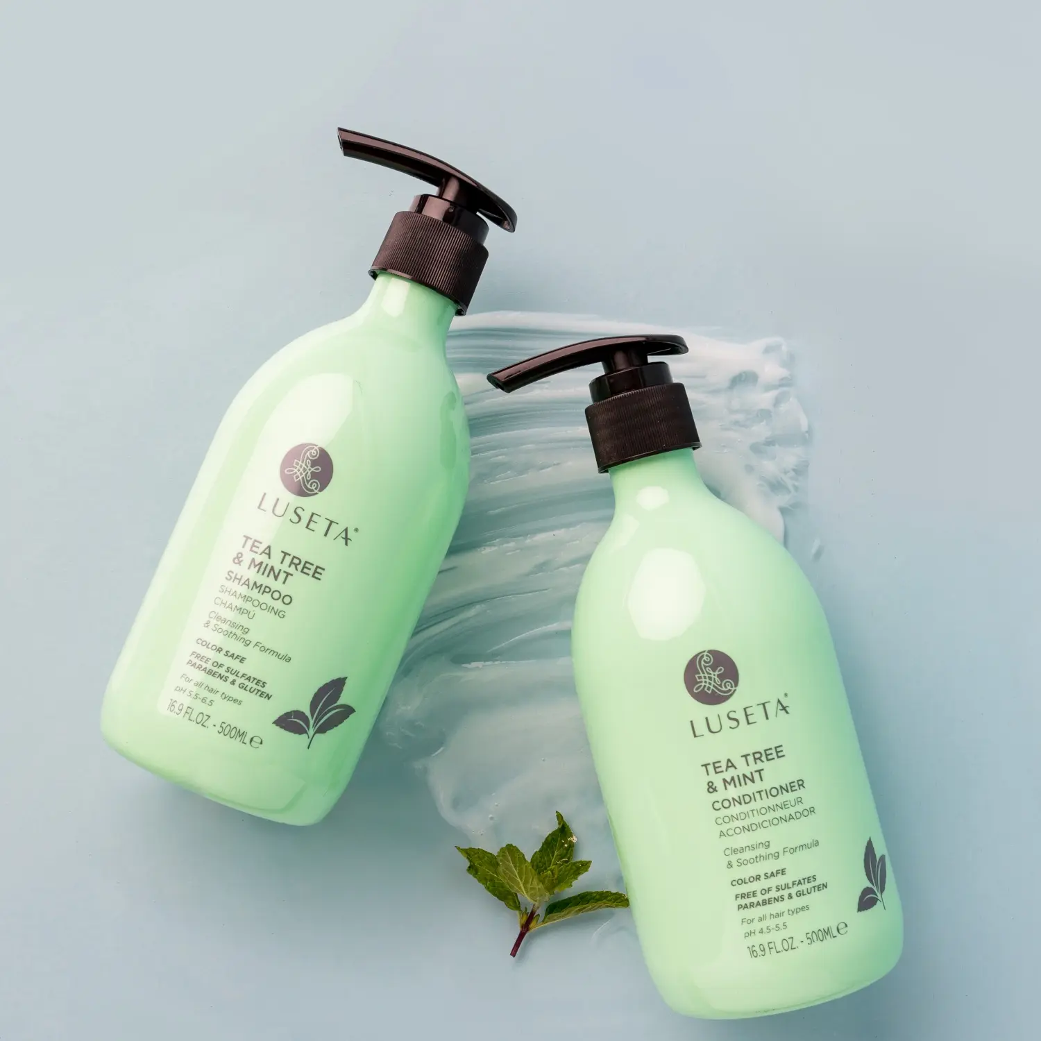 Luseta Tea Tree Mint Shampoo and Conditioner for Hair, Tea Tree and Peppermint Oil Clarifying Shampoo and Conditioner, 16.9oz×2