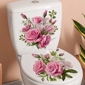 Romantic Rose Floral Self-Adhesive Wall Stickers, Floral Pattern Sticker, Waterproof PVC Decorative Decals for Bedroom and Bathroom, Artistic Home Aesthetic Enhancer