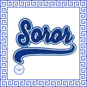 Zeta Phi Beta Chenille Soror Patch 11 Inch Iron On Design for Custom Apparel & Accessories Blue Greek Letter Style