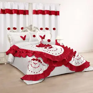 Luxury Floral Ruffle Bedding Set Soft Comforter with Pillowcases (Multiple Colors & Sizes)