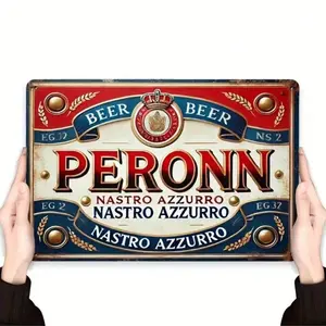 Aluminum Vintage Beer Advertising Sign Metal Wall Decor for Man Cave Office Den Home Bar Pub Retro Style Ribbon Design