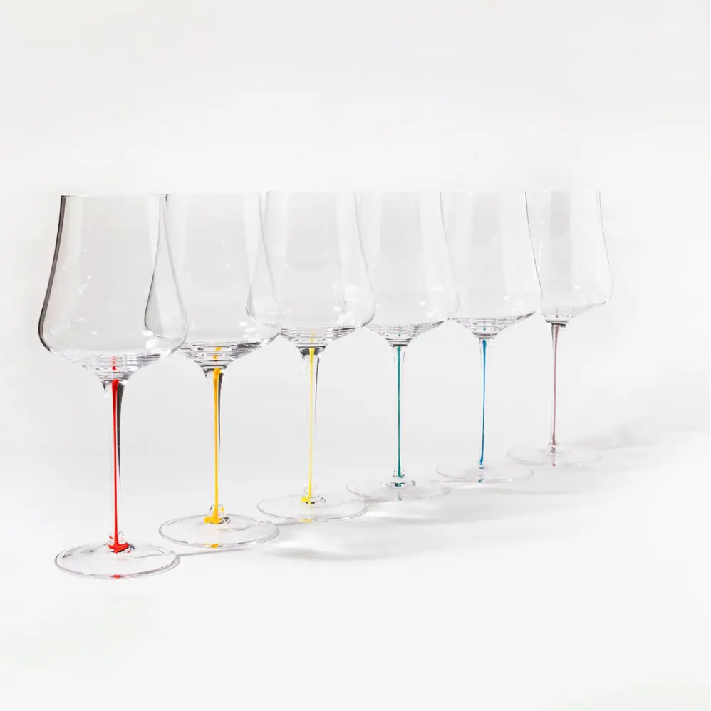 Tulip Colored Stem Wine Glasses