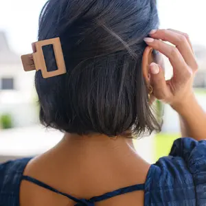 Small Square Claw Clip in Light Brown
