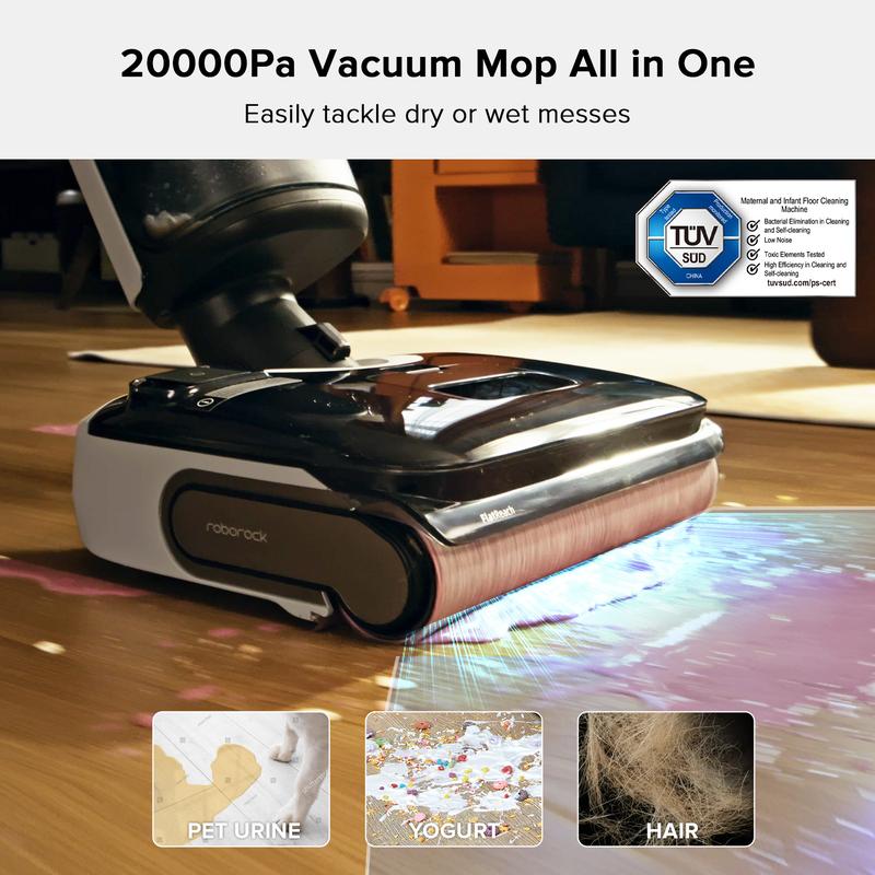 Roborock F25 Wet Dry Vacuum Cleaner, Cordless, All in One with 20000Pa, 194°F Hot Air Flash Drying & High temperature Self Cleaning