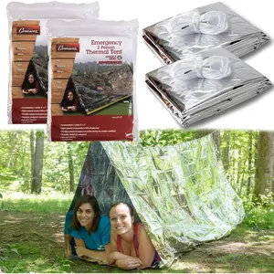Thermal Tent -Reflective Mylar  Shelter-XL Size  Lightweight Tube Tent- Insulated Retains Heat & Fits 2 Adults in  Weather- Outdoors, Hiking,  Out Bag- 8 x 3