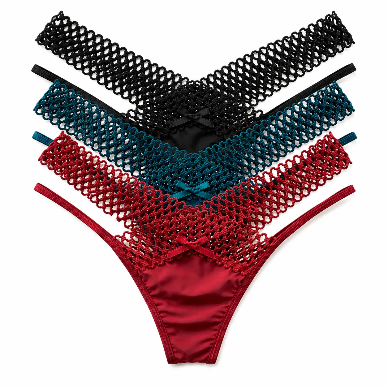 Women's 3PCS Ice Silk Seamless Underwear Set - Low-Rise Panties, Seamless Crotch, Soft, Lightweight, Breathable, Multi-Pack Set Thongs, Lower-Rise, Assorted Colored for Daily Wear