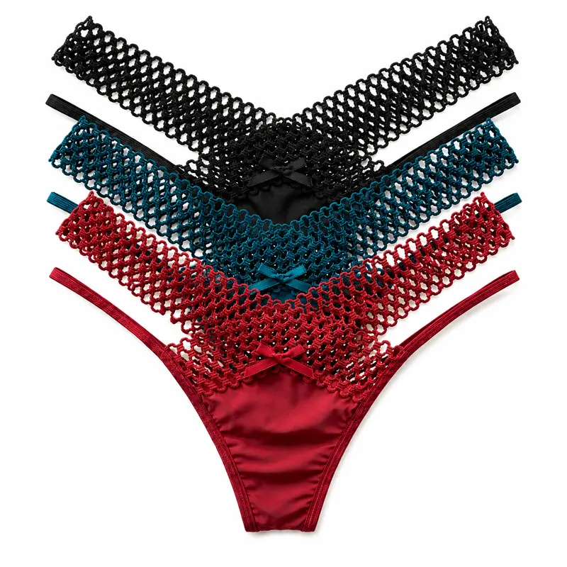 Women's 3-Piece Set Ice Silk Lingerie in 3 Colors - Low-Waist Panties, Soft, Lightweight, Breathable, Multi-Pack Thongs, Low-Waist, Daily Wear Multi-Color Combo for TikTok Shop Back-to-School Season