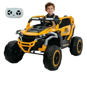 Ride on Models Truck Car 12V Kids Electric Vehicles, Remote Control, Front & Rear Shock Suspension, 2 Seater UTV, Flashlights and a built-in music player, For Age 3-6 Years Old (Yellow),electric car for kids,gifts for kids,ride on cars for kids