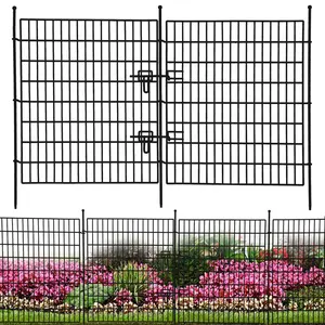 15 Panels No Dig Fence with Gate,32 in(H) X 35.4 ft(L) Garden Decorative Fence Animal Barrier,Rustproof Metal Garden Edging Border for Outdoor, Yard, Patio