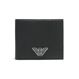 Armani Short Eagle Logo Three-in-One Foldable PVC Cardholder Wallet for Men in Black