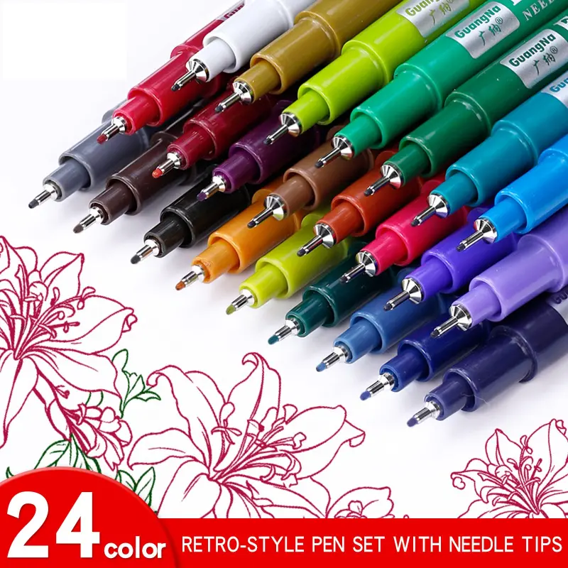 Needle Pen, Fine Point Pen, Precision Pens with 12/24 Colors, Waterproof Archival Ink, 0.5mm Fineliner Ink Pens for Artist Illustration, Sketching, Anime, Manga, Technical Drawing and Scrapbooking, Drawing Art Supplies, Drawing Tools, Art Markers Set