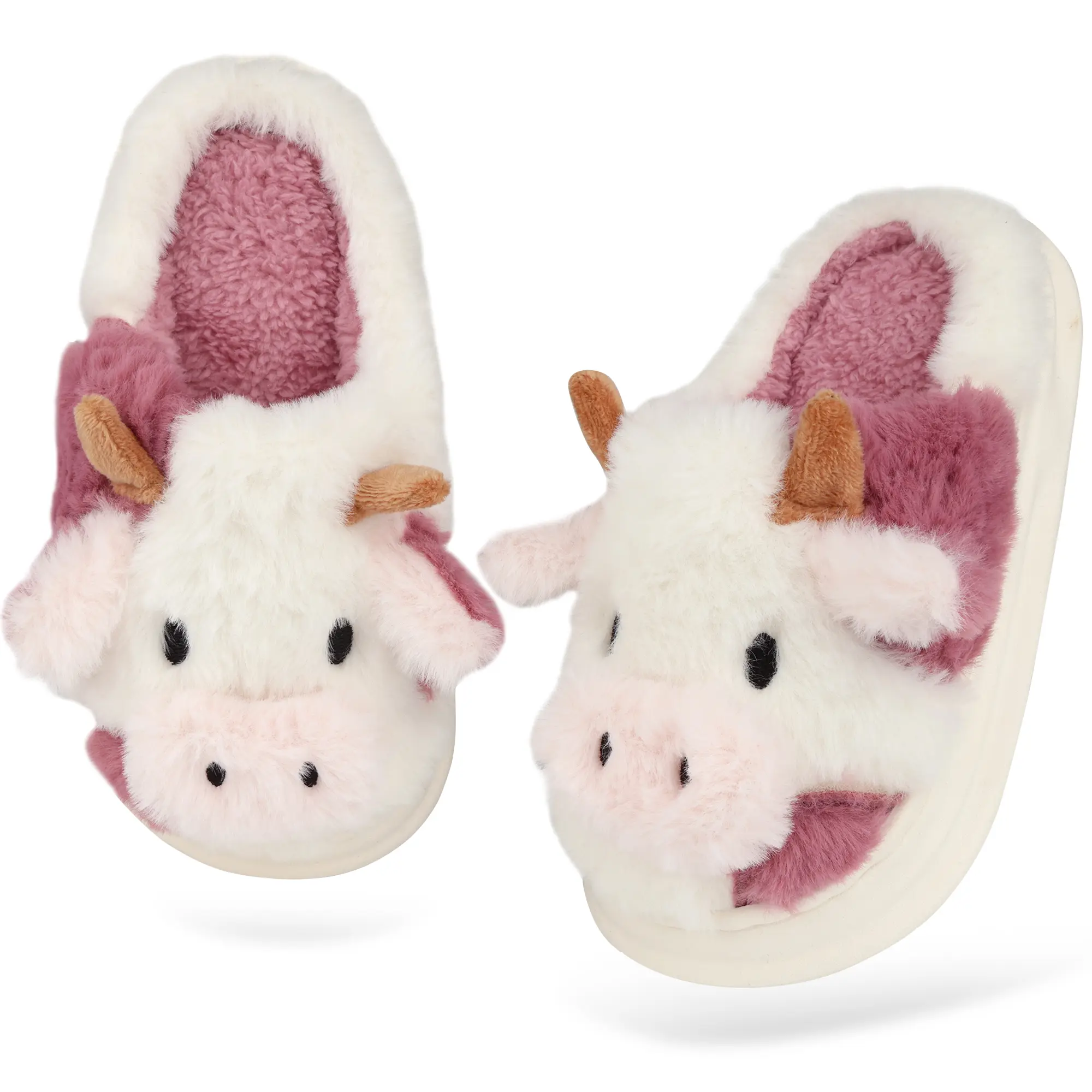 Woman and Man Cow Animal Slippers Cute Indoor Outdoor Plush Warm House Slippers Memory Foam Fuzzy Slippers(including root/not including follow-up) warm house shoe fuzzy  slides