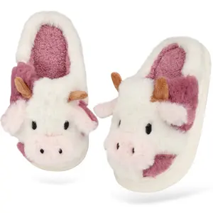 Woman and Man Cow Animal Slippers Cute Indoor Outdoor Plush Warm House Slippers Memory Foam Fuzzy Slippers(including root/not including follow-up) warm house shoe fuzzy  slides