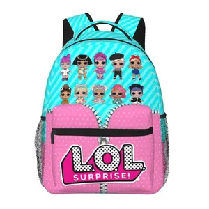 LOL Surprise Casual Backpack L.O.L. Surprise Dolls Student Bag for Adults Lil Kitty Queen Lightweight Daypack with Adjustable Padded Shoulder Straps & Multiple Storage Pockets, Ideal Back to School Supplies