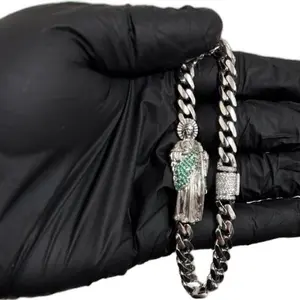 Pulsera San Judas de 9mm x 8 pulgadas de Plata 925 Italy