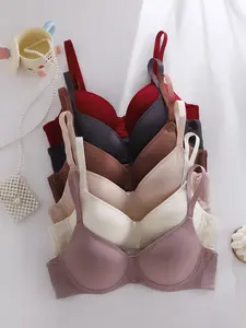 6pcs Ultra-Soft Seamless Push Up Bras - Comfortable Casual AttireSupportive T-shirt Intimates for Women - Versatile Value Set in SimpleStyle