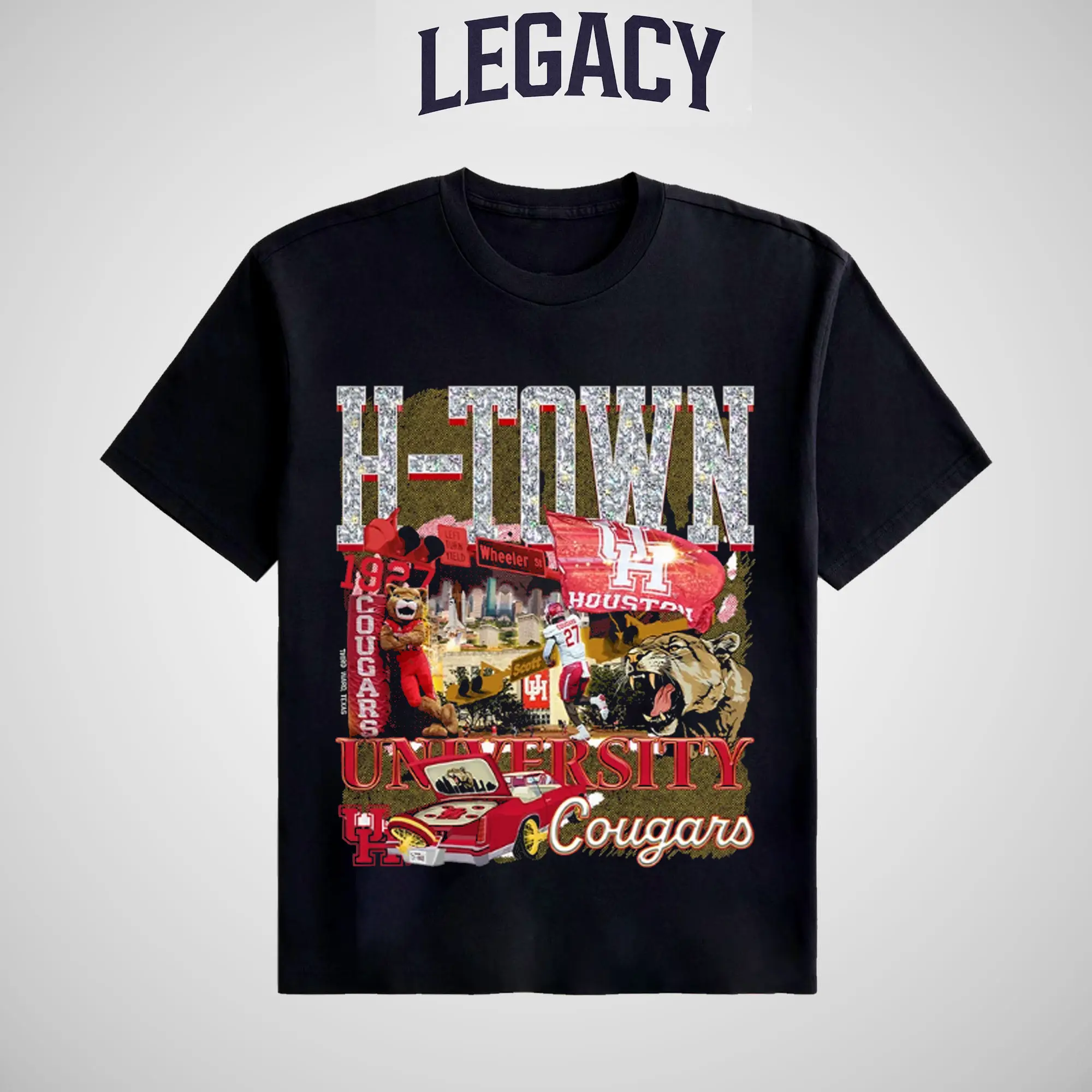 University Of Houston Cougars H-Town Graphic Tee | Vintage Bootleg College T-Shirt