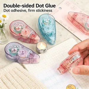 Transparent Dot Glue High Aesthetic Planner Stationery Dual-Sided Tape, Cute Student Craft Supplies Erasable Pointed Adhesive, Random Send Single Piece