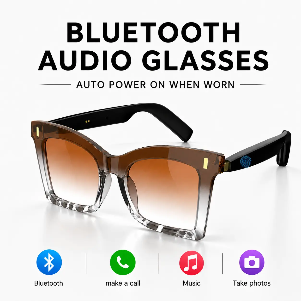 2026 Smart Bluetooth Glasses let you make calls, enjoy music, and remotely control your phone's camera. Featuring blue light and UV protection with a waterproof design, they're perfect for outdoor sports, daily wear, and thoughtful holiday gifting.