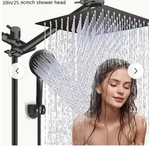 High Pressure 8 Inch Rainfall Shower Head & Handheld Combo 5 Settings Adjustable Anti-Leak 11 Inch Extension Arm Height Angle Adjustable With Holder Hose