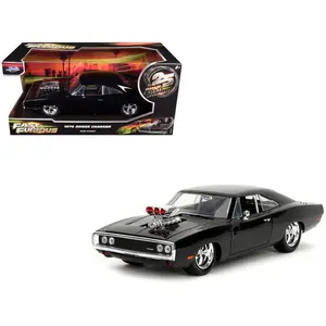 1970 Dodge Charger Black with Race Interior "25 Years of Fast & Furious" Series 1/24 Diecast Model Car by Jada
