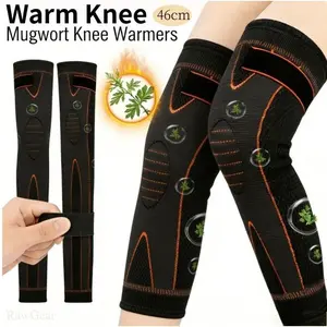 warm knee Winter mugwort knee warmers for warmth 46cm long mugwort hot compress knee warmers - knee warmth therapy bandage Compression Protection