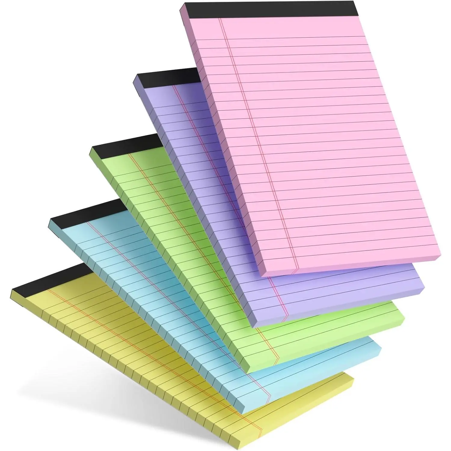 5 count Colored Note Pads 5x8 College Ruled Small Legal Pads Paper Notepads 5 Pack Study  Writing Pads 5 x 8 Paper Pads Perforated Narrow Ruled Pads of Paper