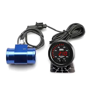 Universal 52mm Water Temperature Gauge with Alarm and 1/8 Npt Sensor Car Digital Meter Blue Display Temp 100-300F(-17~187C)
