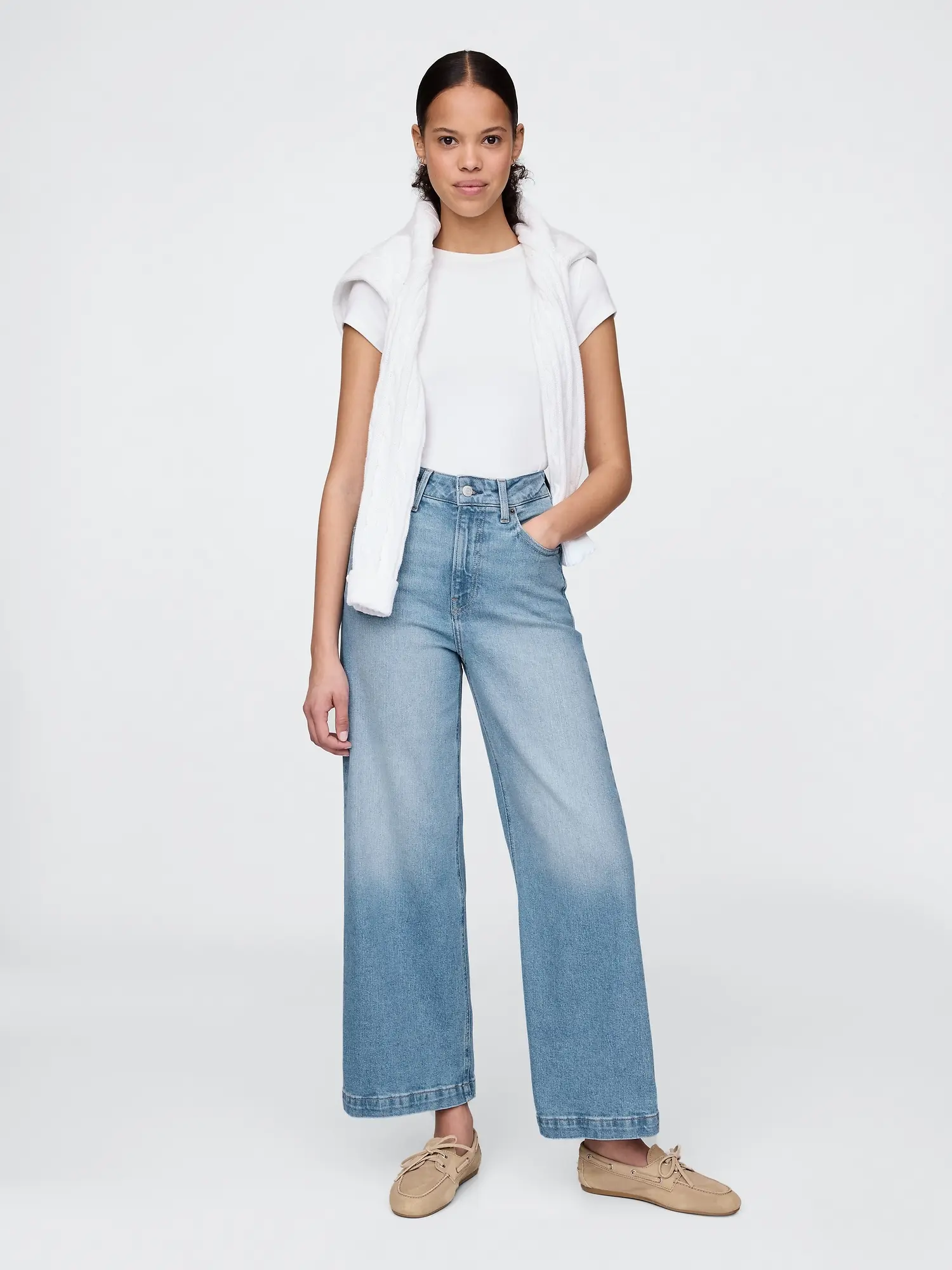 Gap Women's Curvy High Stride Wide-Leg Ankle Jeans